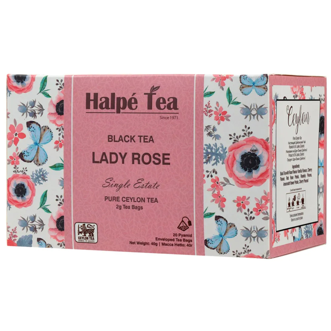 Чай чёрный байховый с лепестками розы 40 г (20 пирамидок по 2 г) Halpe Tea