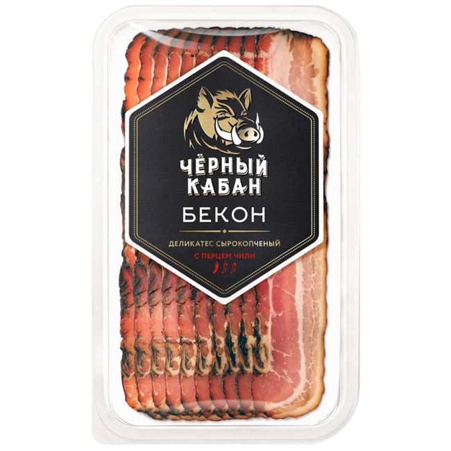 Бекон с перцем чили сырокопчёный (нарезка) 95 г Чёрный Кабан