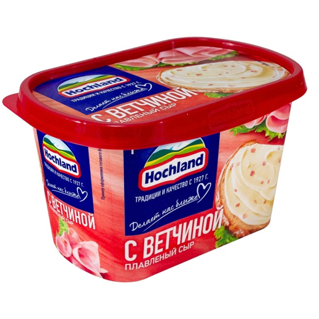 Сыр плавленый с ветчиной (ванночка) 400 г(срок годн.01.02.26) Hochland
