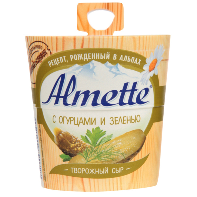 Сыр творожный с огурцами и зеленью 150 г(срок годн.11.02)  Almette