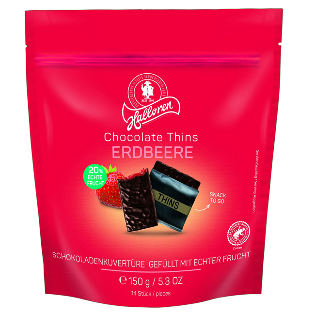 Набор тёмного шоколада с начинкой со вкусом клубники 150 г Halloren