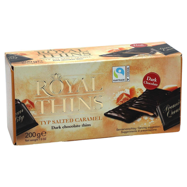 Набор тёмного шоколада Royal Thins с начинкой из соленой карамели 200 г Halloren