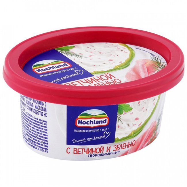 Сыр творожный с ветчиной и зеленью 140 г(срок годн.15.11) Hochland