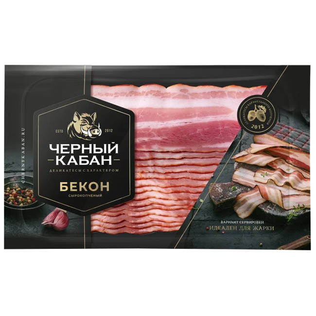 Бекон сырокопчёный (нарезка) 200 г  Чёрный кабан