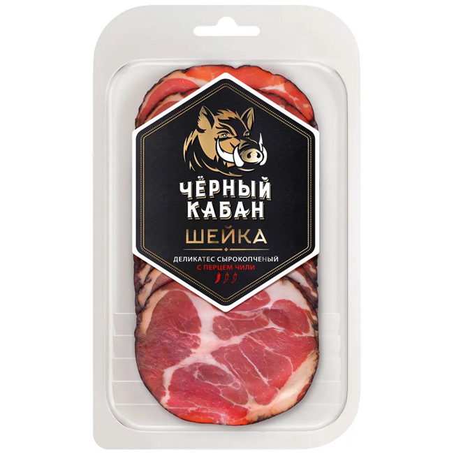 Шейка с перцем чили сырокопчёная (нарезка) 95 г Чёрный кабан