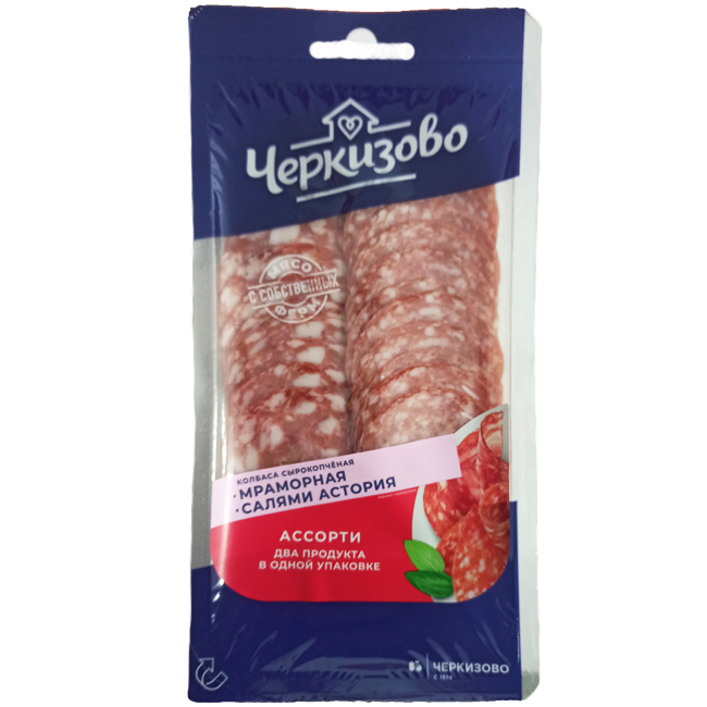 Ассорти колбас Мраморная и Астория (нарезка)85 г  Черкизово