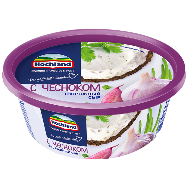 Сыр творожный с чесноком 140 г  Hochland