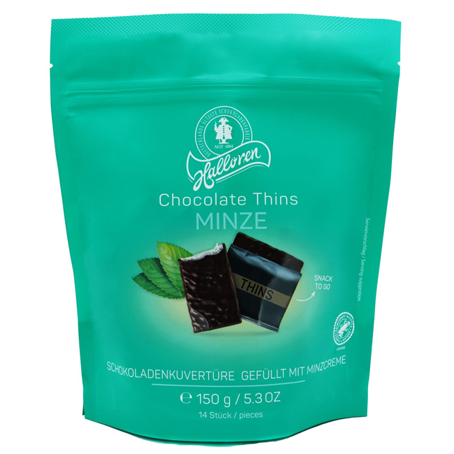 Набор темного шоколада Thins Mints с мятной начинкой 150 г Halloren