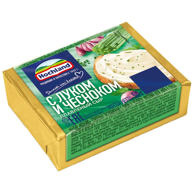 Сыр плавленый с луком и чесноком (брусок) 50 г Hochland