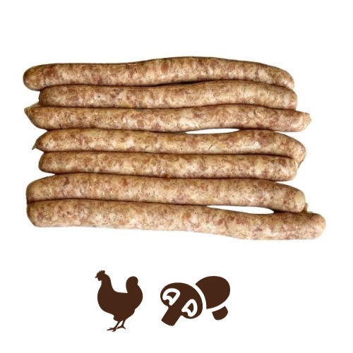Колбаски "Из цыпленка с трюфелем и шампиньонами" (весовые) охлажденные тонкие
