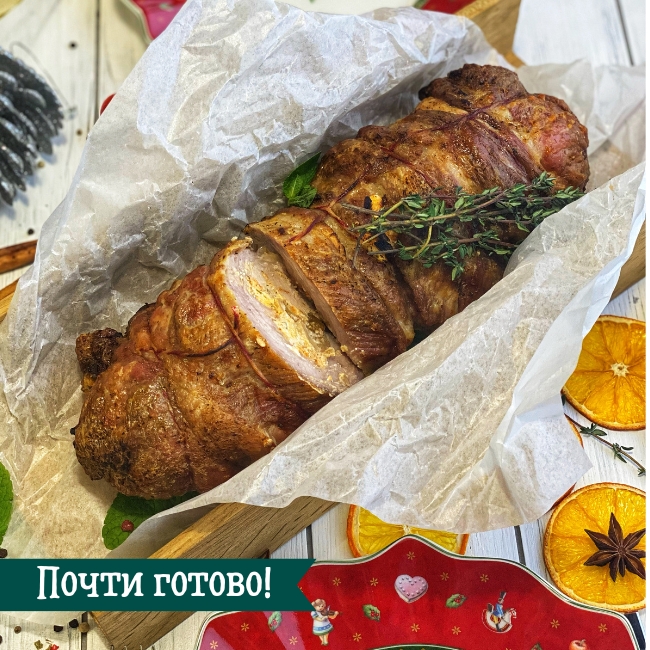 ПРЕДЗАКАЗ - Рождественское полено из свинины с грибами (весовой) п/ф для зап.