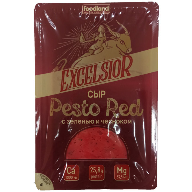 Сыр Pesto Red с зеленью и чесноком (нарезка) 150 г Excelsior