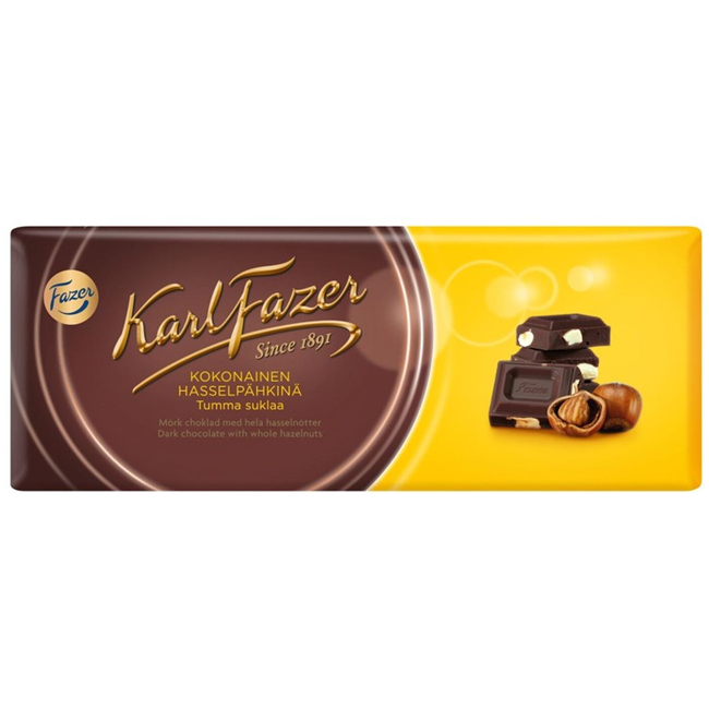 Темный шоколад с цельным фундуком 200 г  Karl Fazer