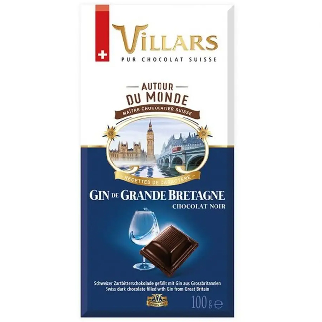 Темный шоколад с Британским джином 100 г(срок годн.09.11) Villars