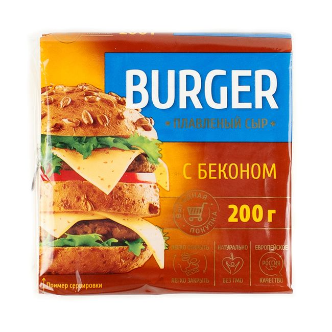 Сыр плавленый c беконом BURGER (слайсы) 200 г (срок годн.24.10)ВИТАКО