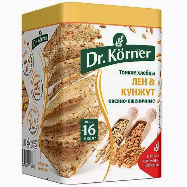 Хлебцы хрустящие "Овсяно-пшеничные со смесью семян" 100 г Dr.Korner
