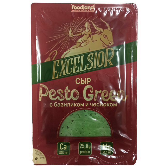 Сыр Pesto Green с базиликом и чесноком (нарезка) 150 г Excelsior
