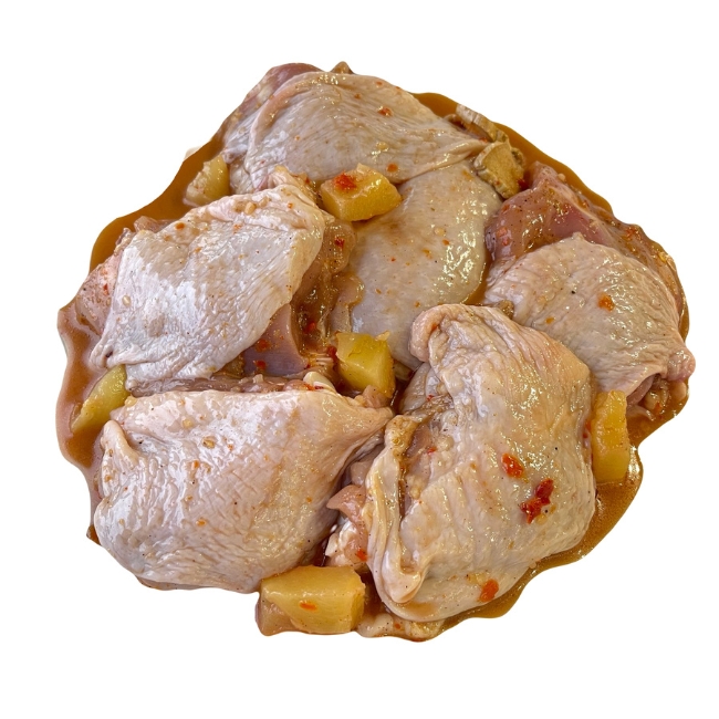 Бедро цыпленка-бройлера в ананасово-имбирном маринаде (весовое) охлажденное