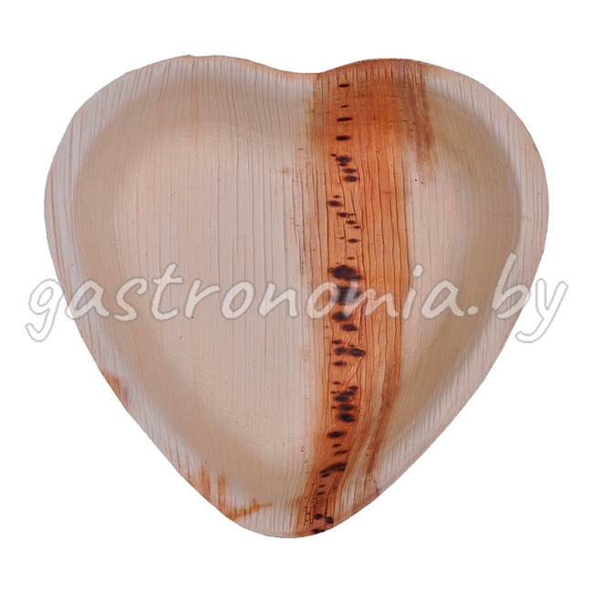 Тарелка в виде сердца 15х18 см из пальмовых листьев