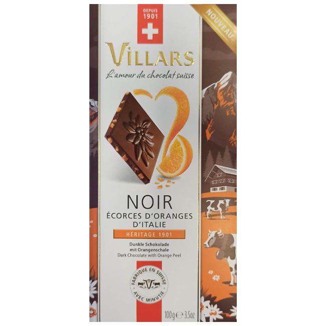Тёмный шоколад с цукатами из апельсиновых корочек 100 г Villars
