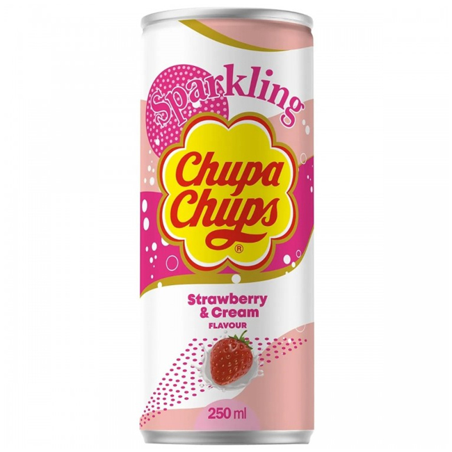 Напиток Chupa Chups Клубника со сливкими 250 мл газированный