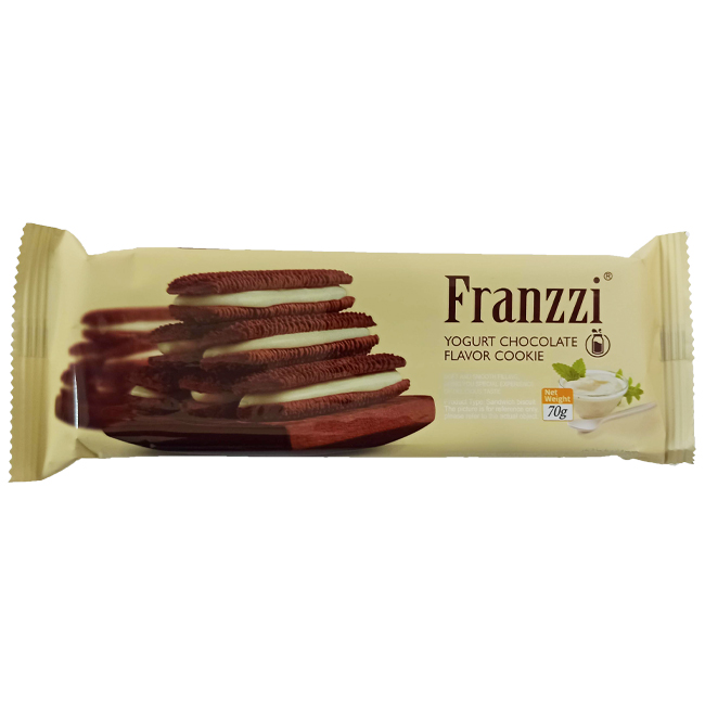 Печенье-сэндвич песочное с йогуртово-шоколадным вкусом 70 г Franzzi