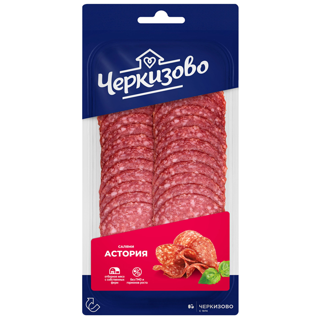 Колбаса сырокопчёная Астория (нарезка) 85 г(срок годн.04.01/20.01)  Черкизово