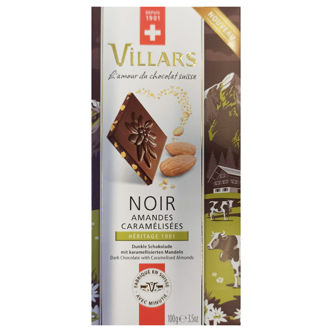 Тёмный шоколад с дробленым карамелизированным миндалем 100 г Villars