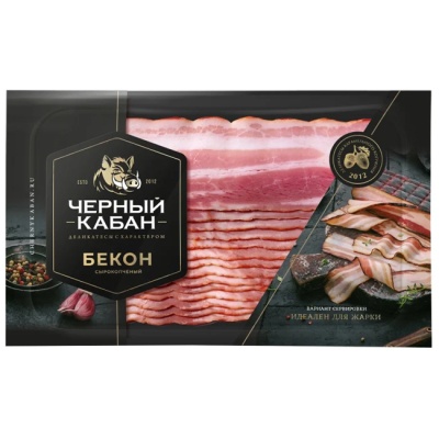 Бекон сырокопчёный (нарезка) 200 г (срок годн.07.06)  Чёрный кабан