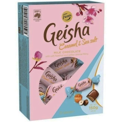 Шоколадные конфеты GEISHA с тертым орехом и соленой карамелью 150 г Fazer